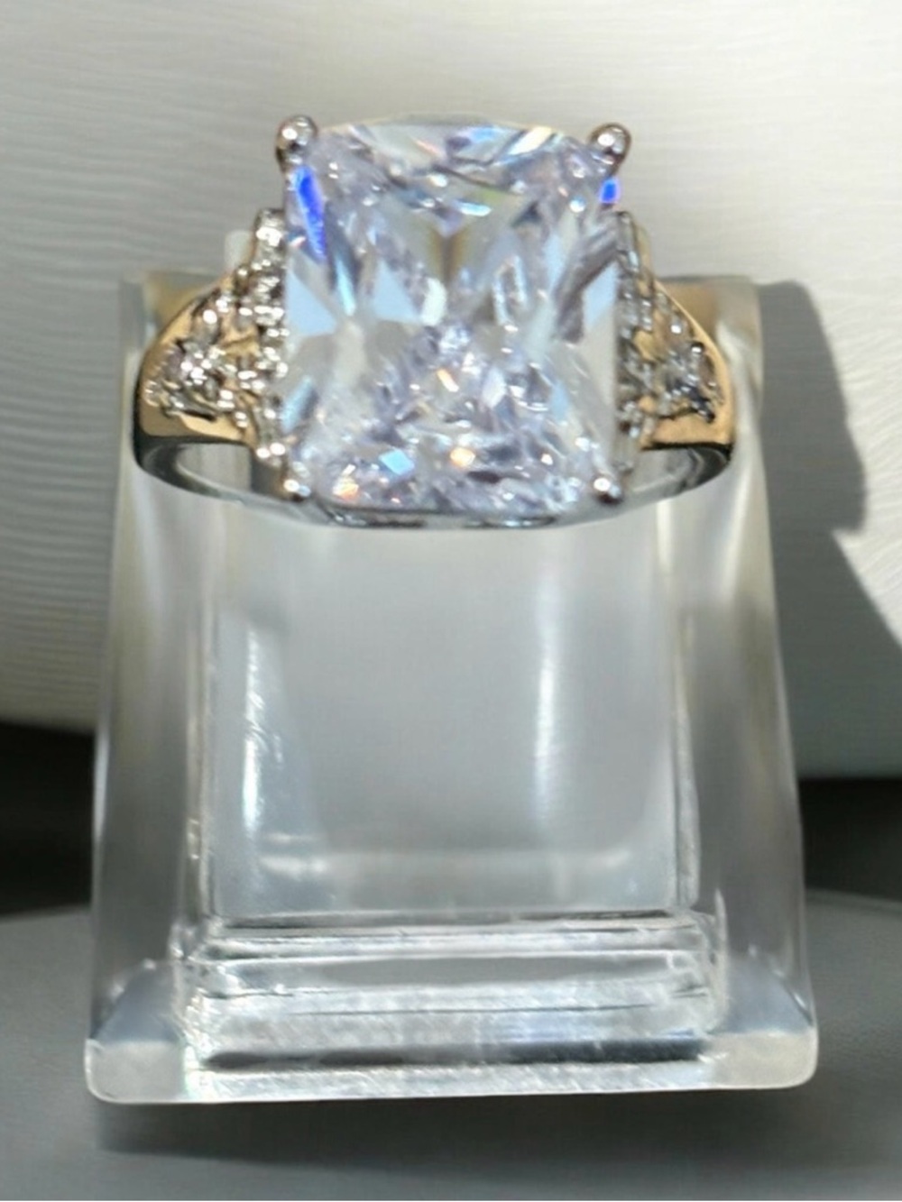 Classic Cushion-Cut White Crystal Ring in Silver